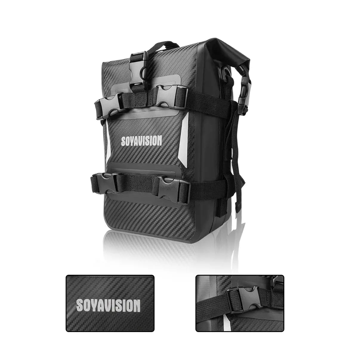 Reflective Motorcycle Dry Bag Bumper Crash Bar Bags 7L-9L Motorcycle Sissy Bar Back Seat Saddle Rack Side Tool Bag Pack by InterCyprus Trading Ltd