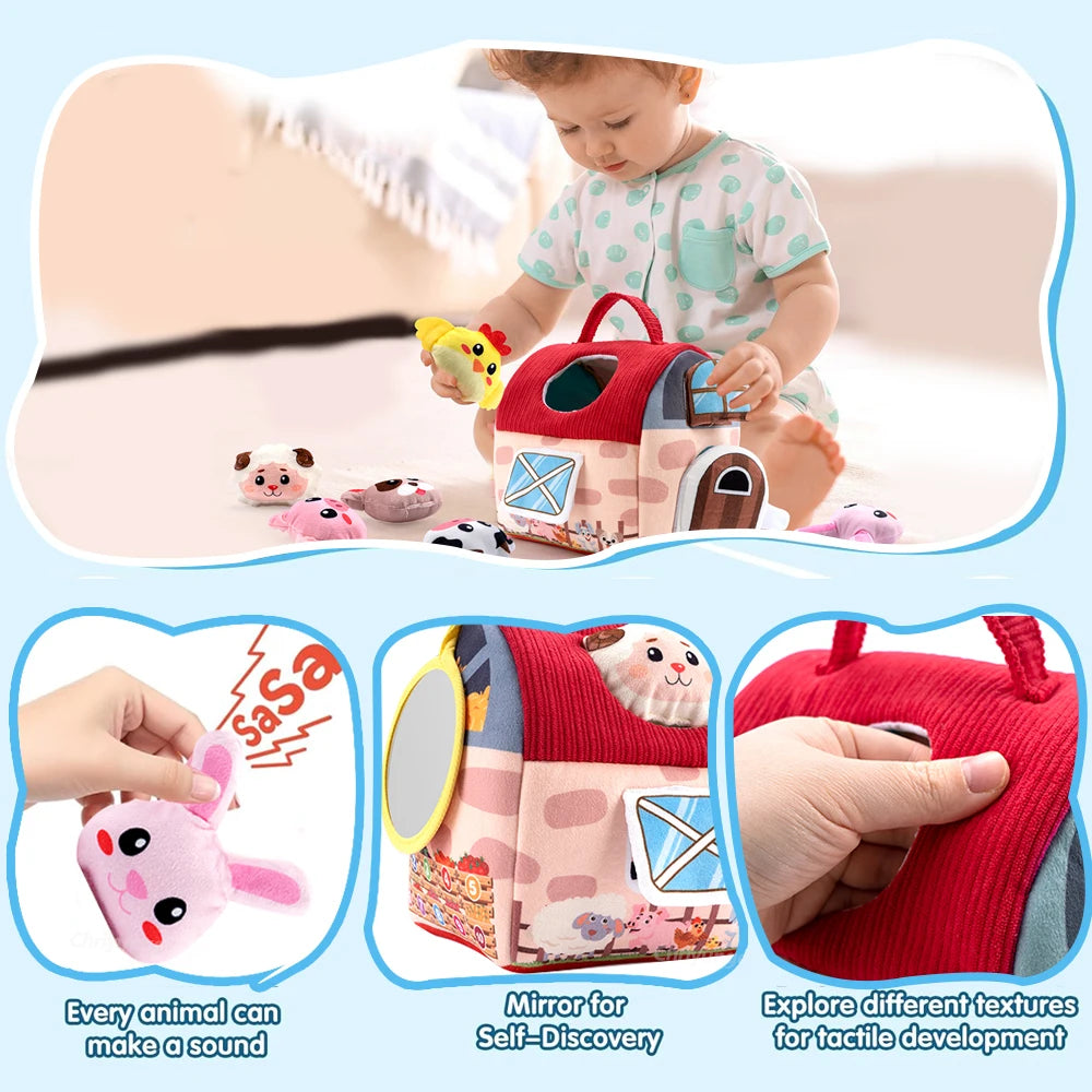 Plush Barn With Farm Animals &ndash; Sensory Montessori Toy