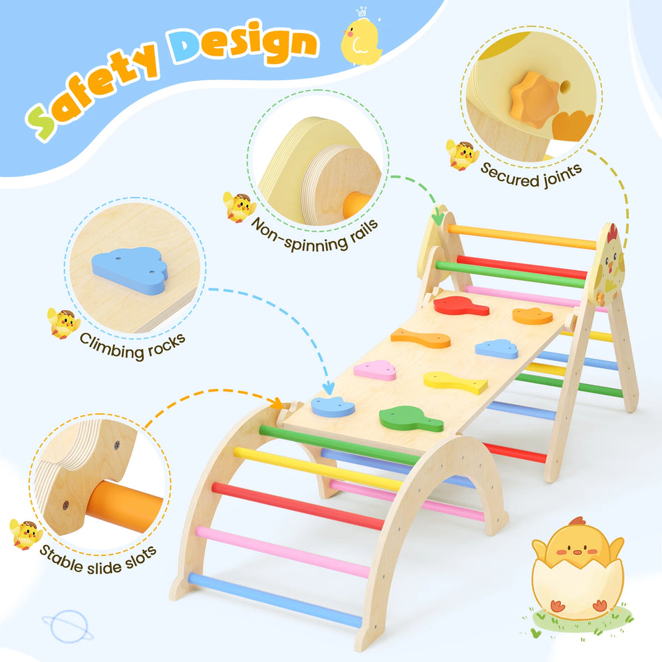 Деревянный 7 в 1 Игровой комплекс для малышей с рамой для лазания внутри