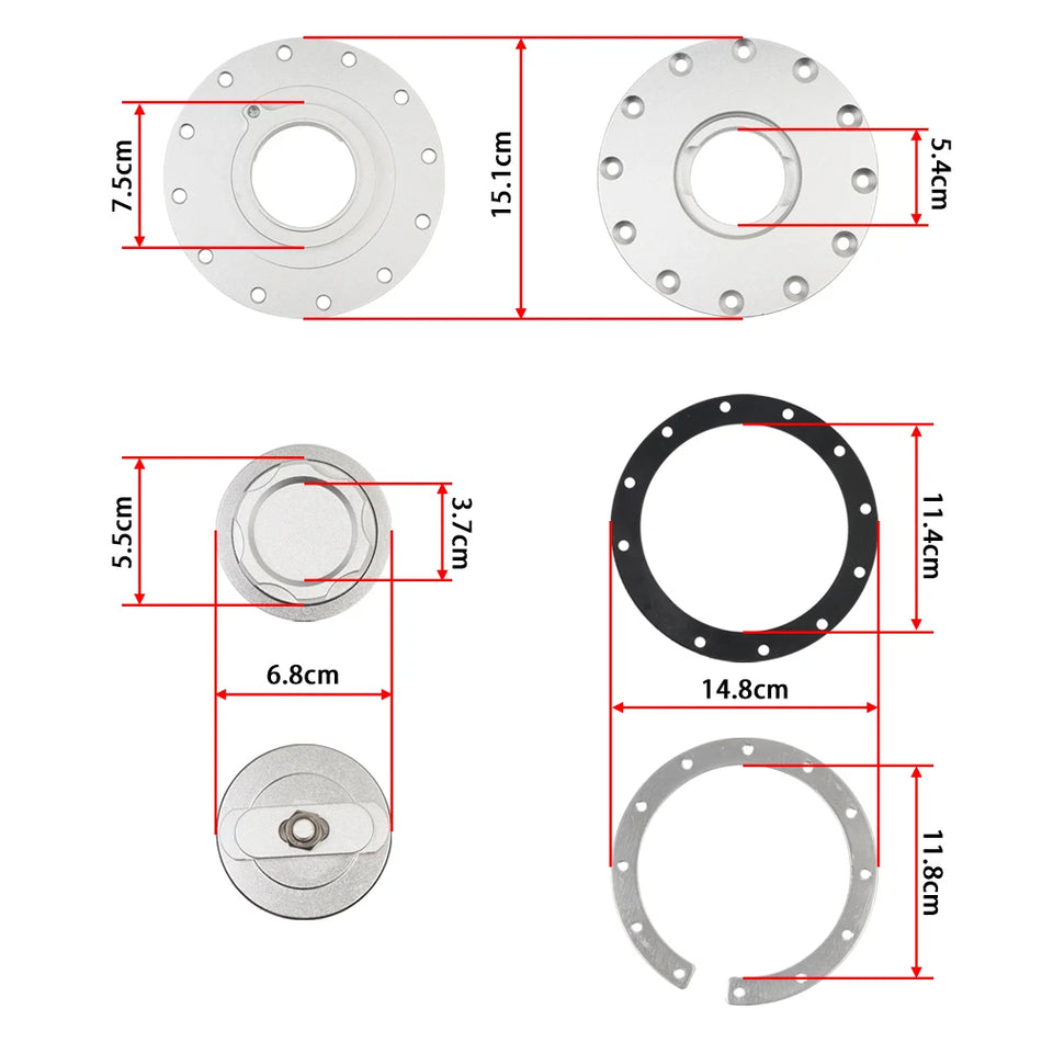 Capuchon de réservoir de carburant à remplissage facile en aluminium pour réservoir à 12 trous, couvercle de réservoir