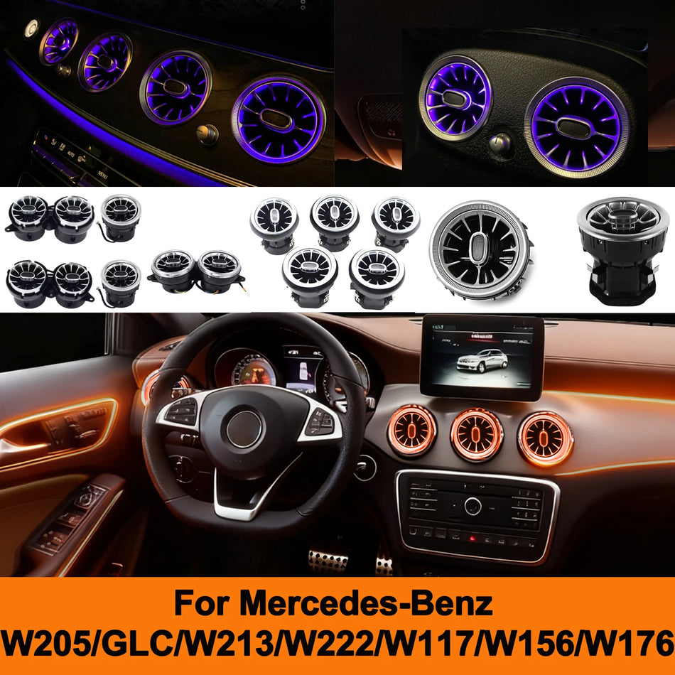 Lumină ambientală pentru ventilație Mercedes-Benz A C E S GLC Class, lampă LED RGB 64 culori