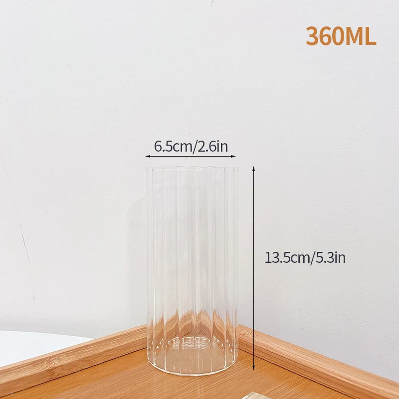 Heat Resistant Glass Mug - Aesthetic Handle Tea Cup 360ml / AS SHOW