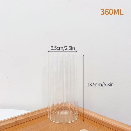 Heat Resistant Glass Mug - Aesthetic Handle Tea Cup 360ml / AS SHOW