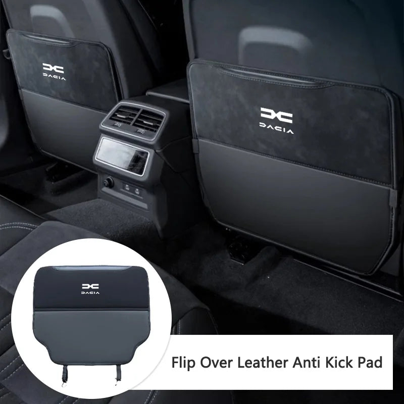 Leather Car Anti-Kick Mat Seat Back Protector for Dacia Logan, Duster, Sandero, Lodgy, and Stepway - Waterproof and Easy to Install