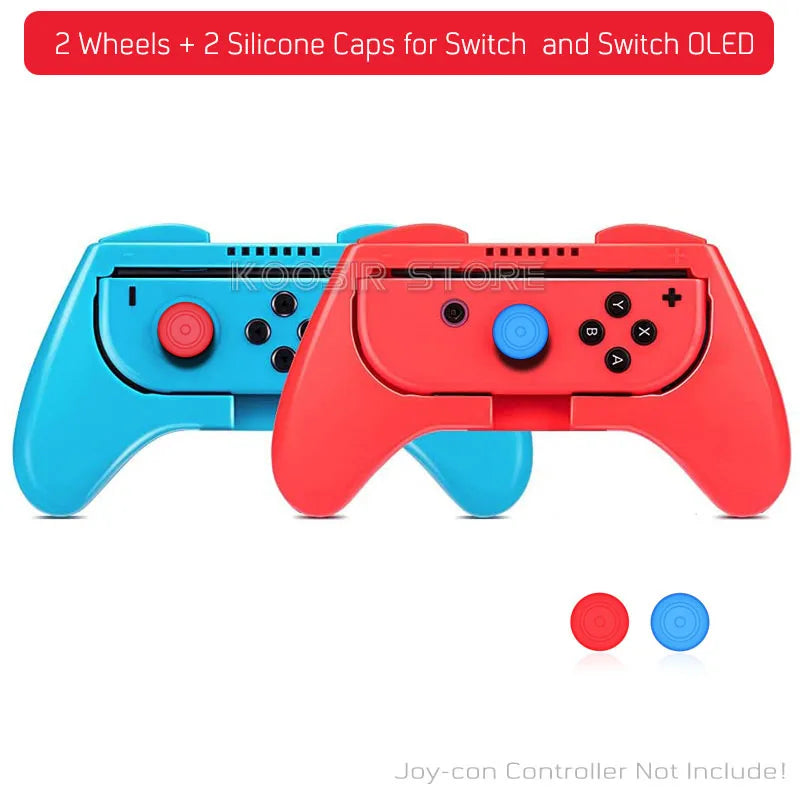 Nintendo Switch Game Accessories Set &ndash; Enhanced Gaming Experience with Joy Con Handle and Racing Steering Wheel 4 in1 D