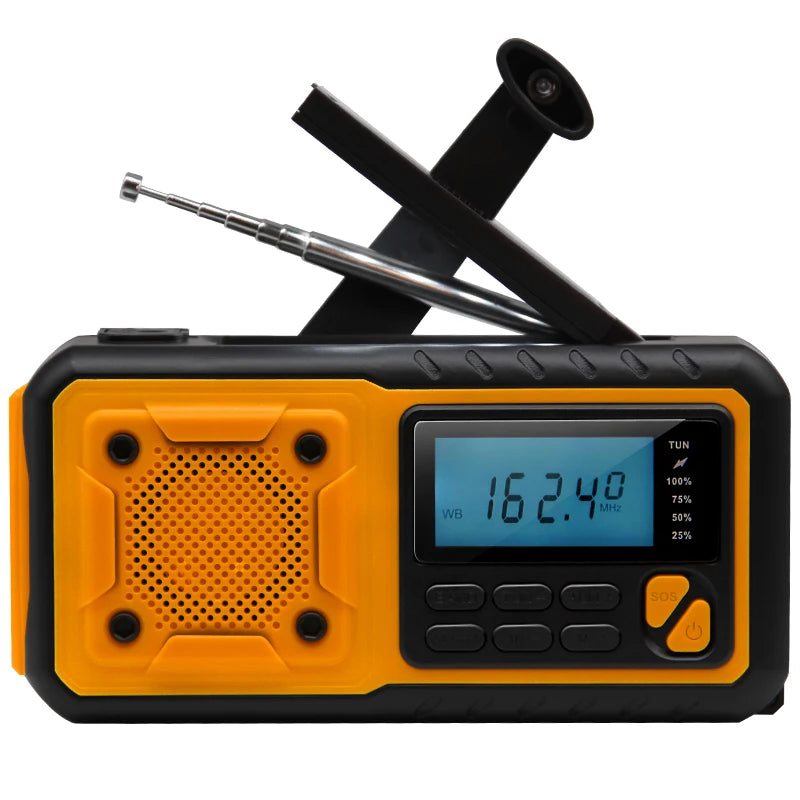 5000mAh Emergency Hand Crank Radio with AM/FM/NOAA, Digital Display, and Solar Power