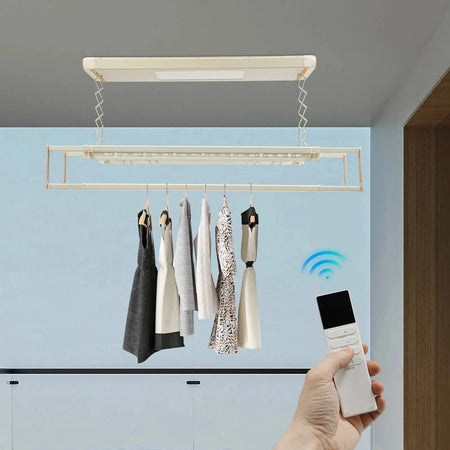 Electric Ceiling Mount Drying Rack &ndash; Remote LED Light