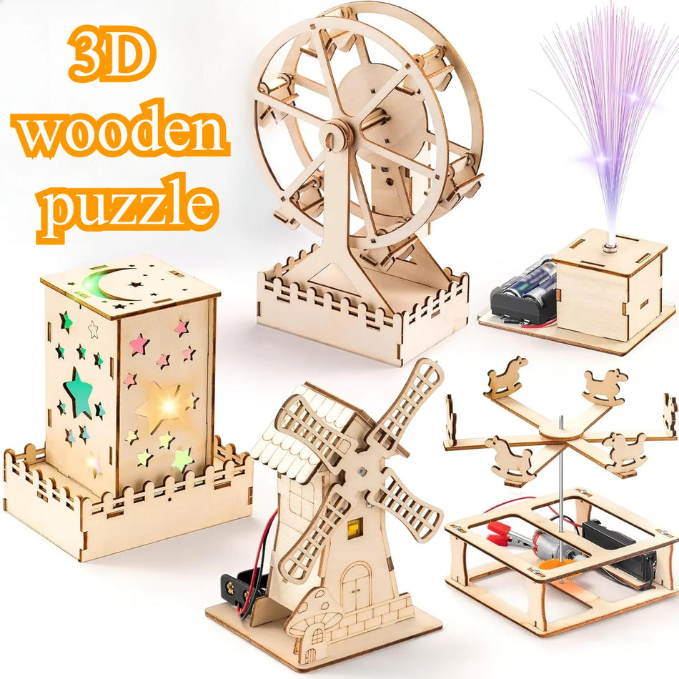 Set STEM de meșteșuguri din lemn Puzzle-uri 3D Jucării educaționale