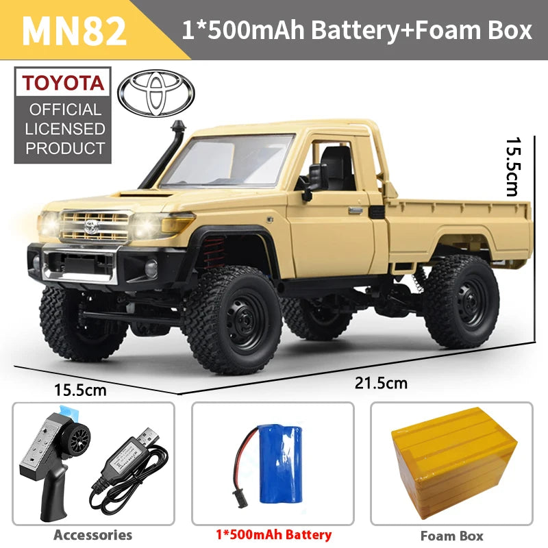 ZWN 1:12 RC Car MN82 PRO with Controllable Headlights - 4WD Off-Road Truck for Kids MN82 Yellow 1B FB