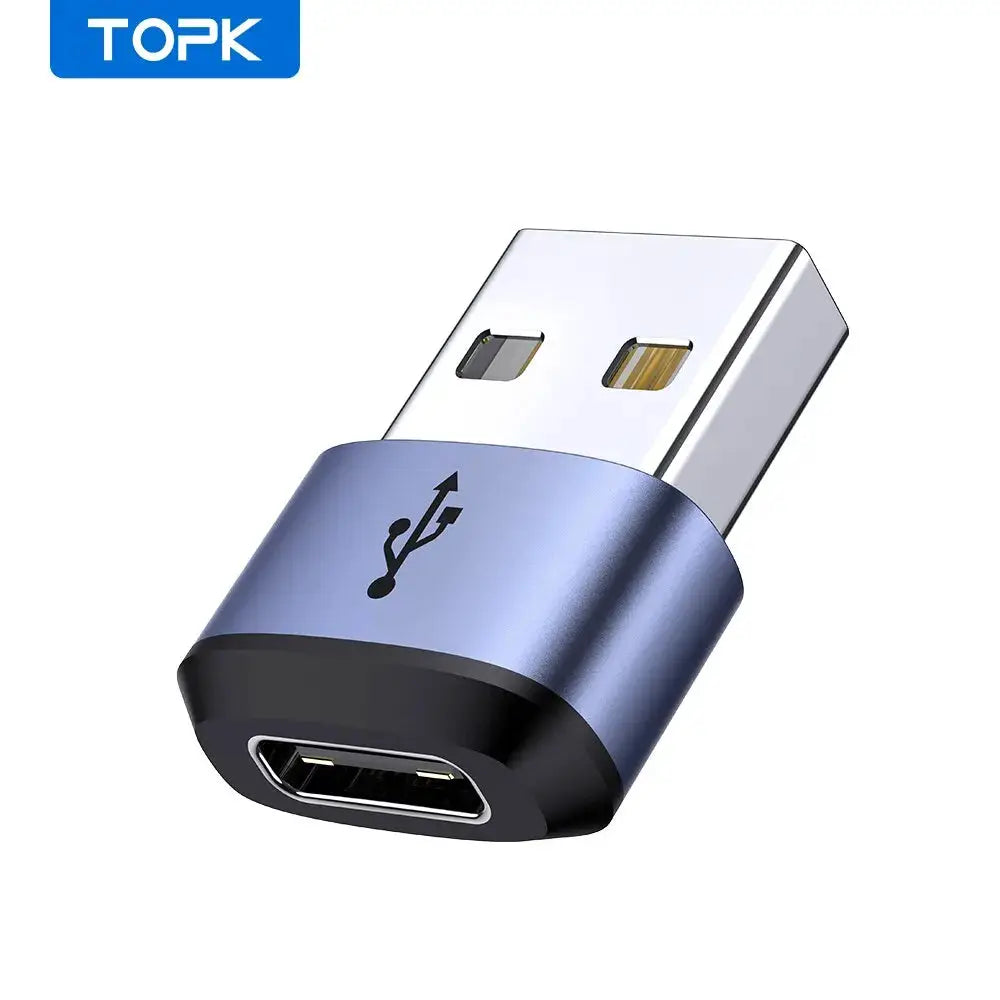 TOPK AT13 USB C to USB Male Adapter USB Female (Type-C) to USB 2.0 Male (USB-A) Fast Charging & Data Sync OTG Adapter Connector by InterCyprus Trading Ltd