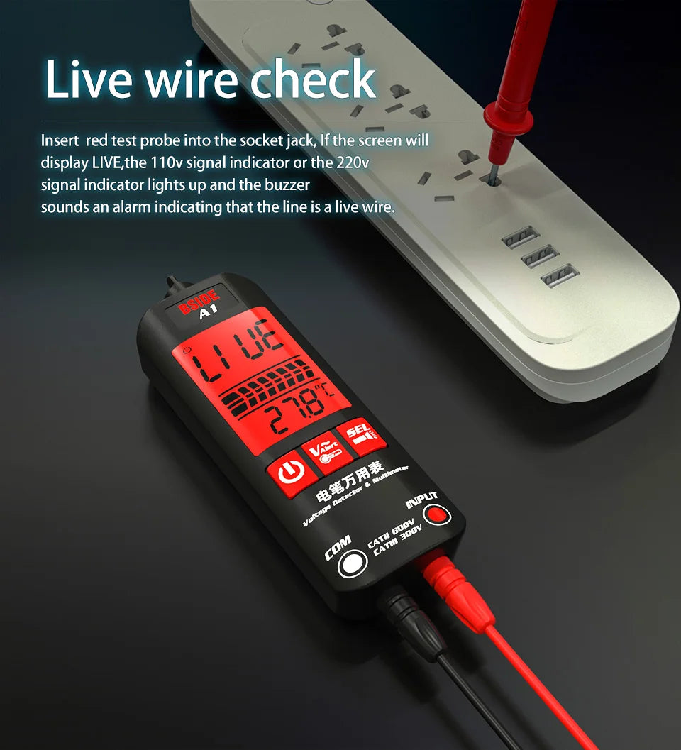 BSIDE Voltage Tester 3-Results Display &ndash; Non-Contact Adjustable Sensitivity