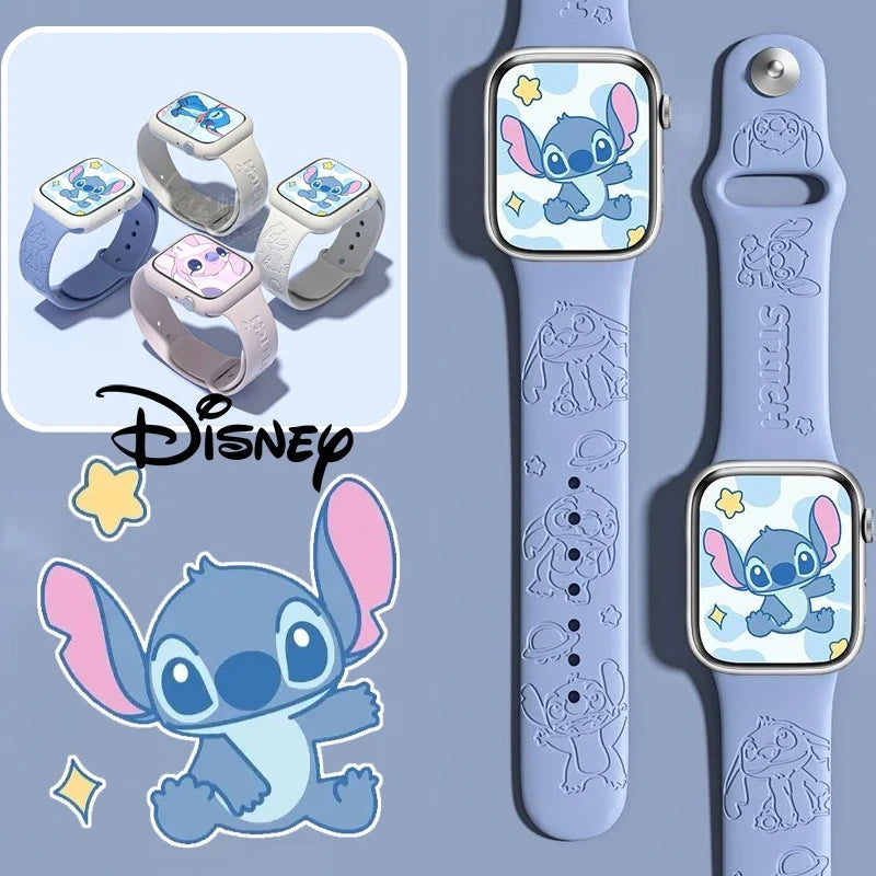 🟠 Disney Stitch Strap for Apple Watch Band 44mm 40mm 45mm 41mm 38mm 42mm Anime Silicone Sports Bracelet IWatch 8 Ultra 7 Se 6 5 3