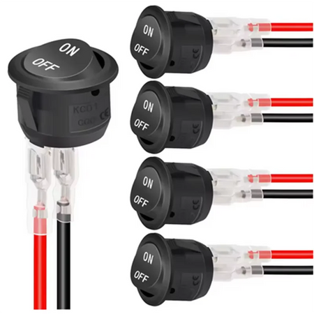 12V Round Rocker Switch &ndash; Reliable Power Control for Automotive and Marine Use 5PCS