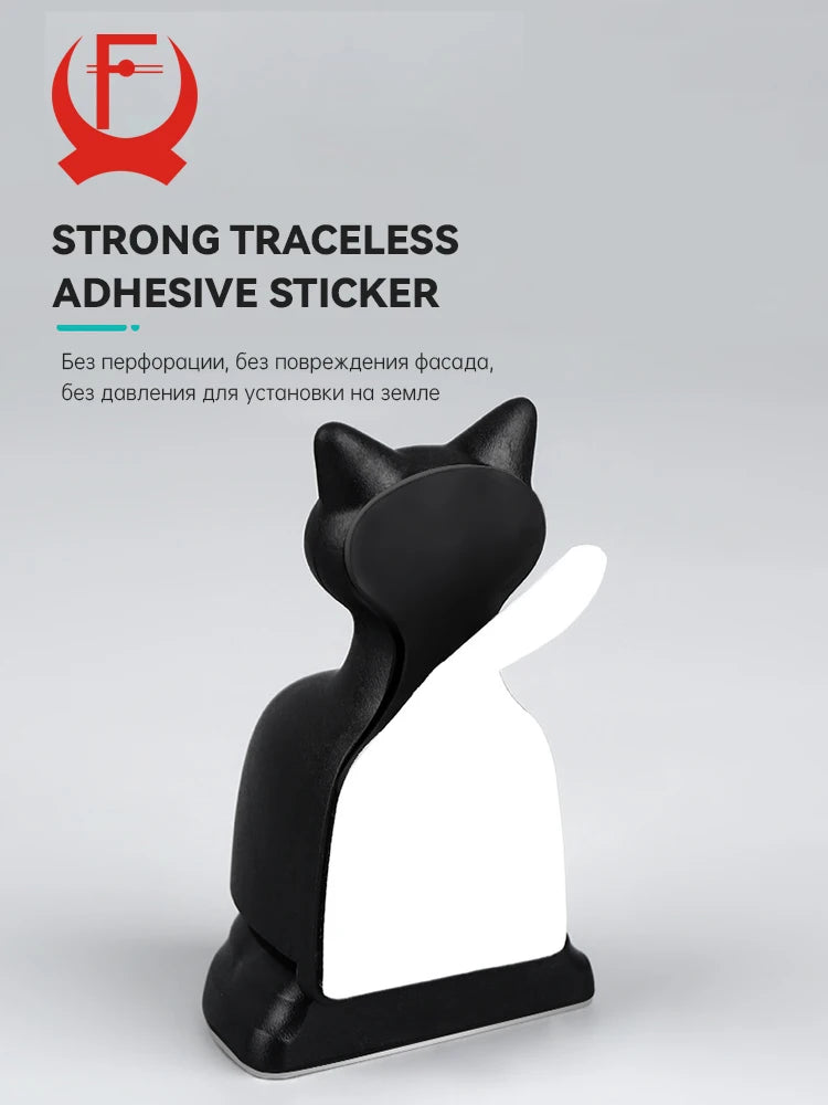 Магнитный дверной стопор в форме кошки с клеящейся наклейкой