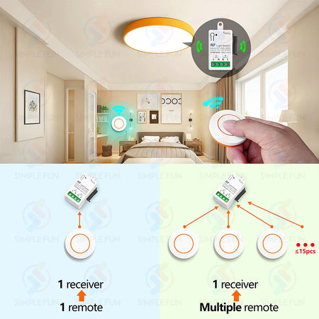 433Mhz Wireless Smart Light Switch - Mini RF Relay Receiver for Remote Control