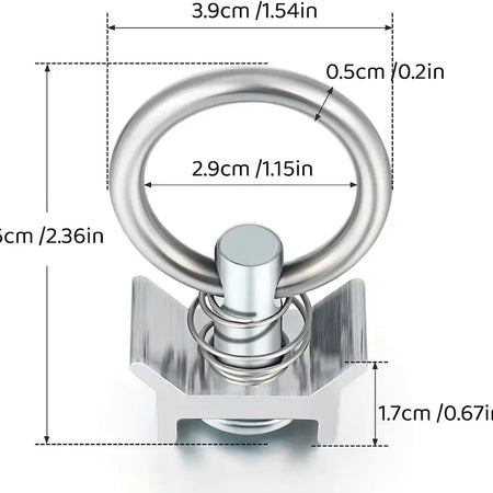 Durable 19.7" Aluminum L Track Rail with Stainless Steel Studs &amp; End Caps for Secure Tie-Downs