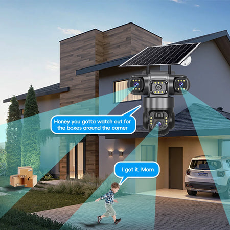 3 Lens 4G Solar Camera HD 12MP 6K Outdoor V380 PRO CCTV Waterproof Night Vision Two-Way Audio Camera Mobile Tracking IP Camera