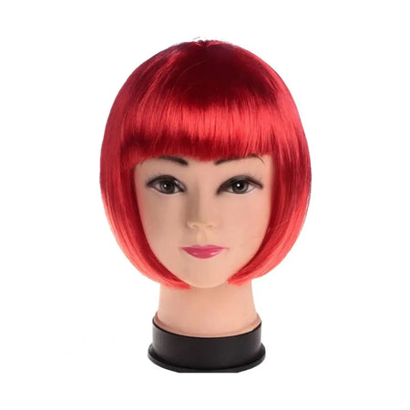Vibrant Short Bob Wig with Bangs - Heat Resistant Synthetic Hair for Cosplay and Daily Wear Red