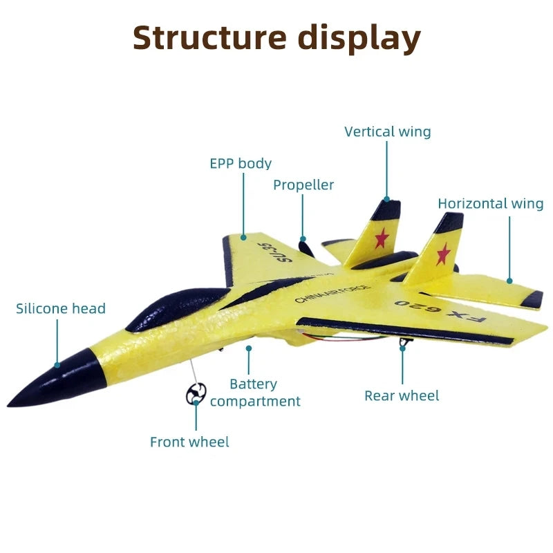 SU35 Remote Control Glider - 2.4G Flying Model Airplane with LED Lights