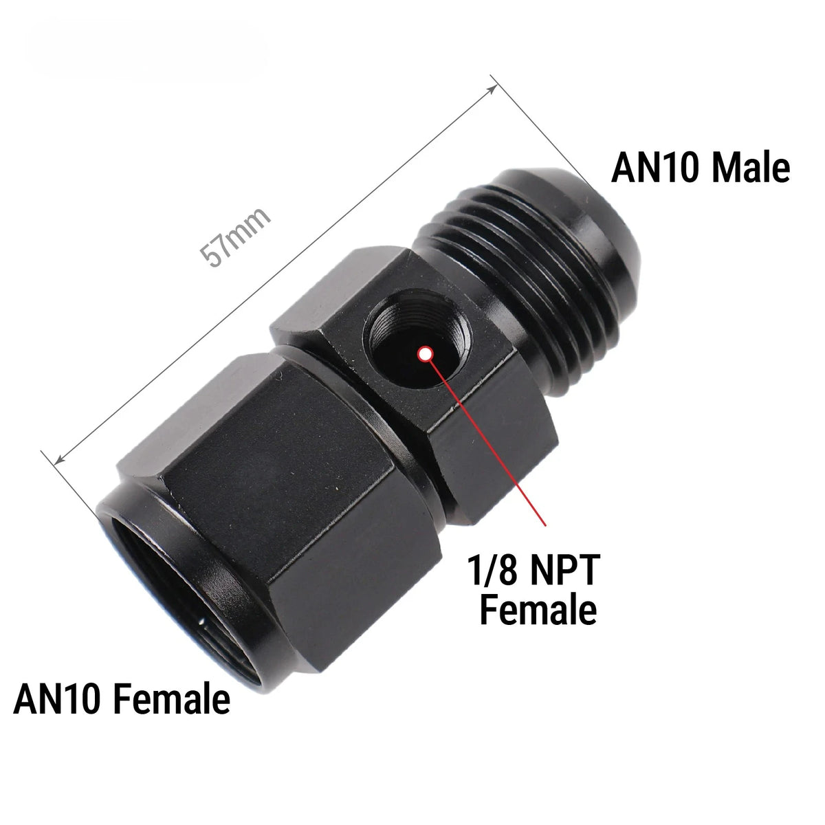 Universal AN Adapter Male To Female With 1/8 Inch NPT Gauge Port by InterCyprus Trading Ltd
