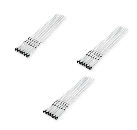 55cm Stainless Steel BBQ Skewers with Wooden Handle (6 Pack) 6PCS X 3 SET 45CM