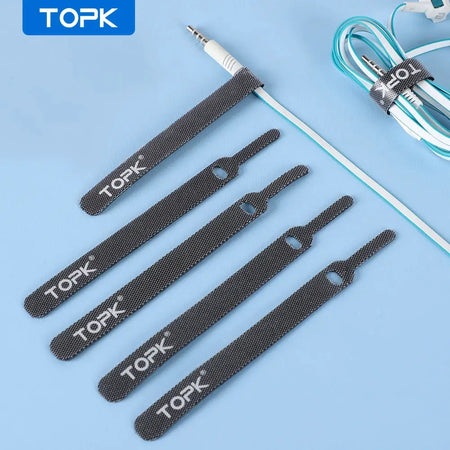 TOPK Releasable Cable Organizer Ties Mouse Earphones Wire Management Nylon Cable Ties Reusable Loop Hoop Tape Straps Tie by InterCyprus Trading Ltd