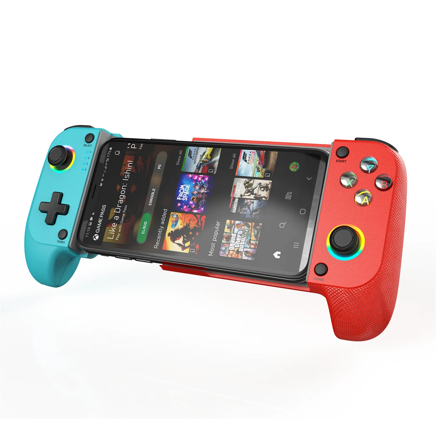 Mobile Game Controller &ndash; RGB Lighting and Multi-Platform Compatibility Blue-Red