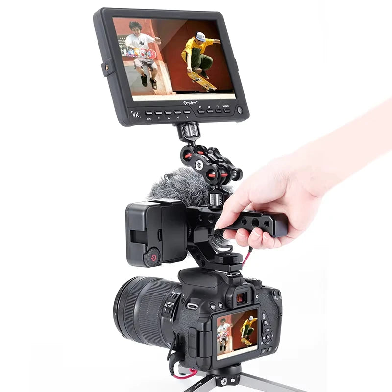 DSLR Camera Top Handle Grip | Mirrorless Stabilizer Accessory with Cold Shoe Adapter