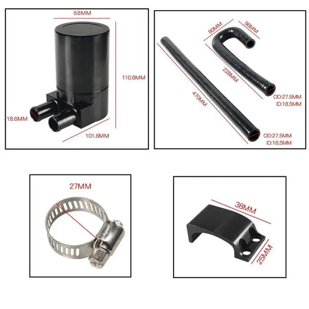 Aluminum Reservior Oil Catch Can Tank with Silicone Radiator Hose for BMW N54 335i 135i E90 E92 E82 2006-2010 Black by InterCyprus Trading Ltd
