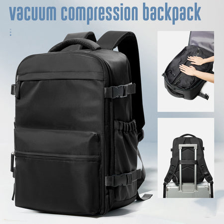Vacuum Backpack Travel Bag &ndash; Large Capacity Expandable Black