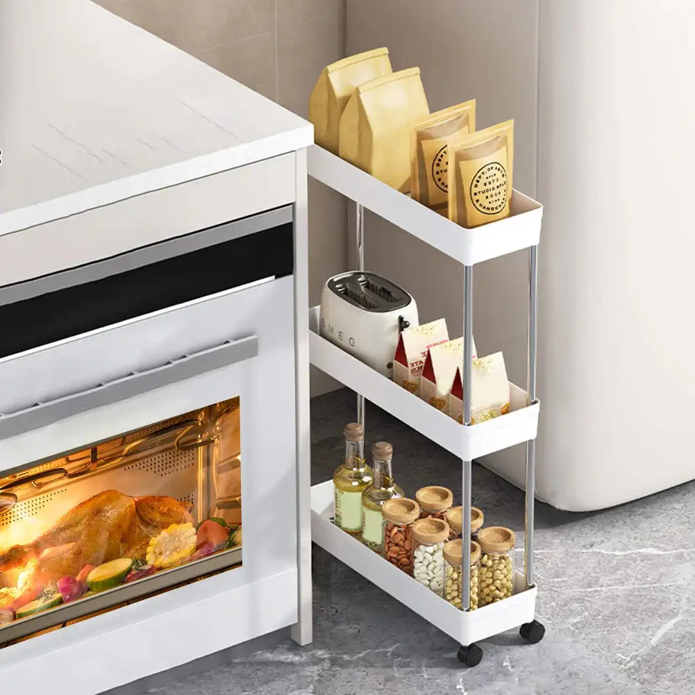 Rolling Utility Cart With Wheels Bathroom Storage Rack