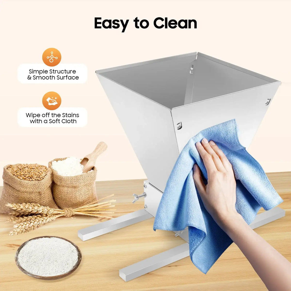 Grain Mill Grinder &ndash; Adjustable Roller Gap 0-2.5mm