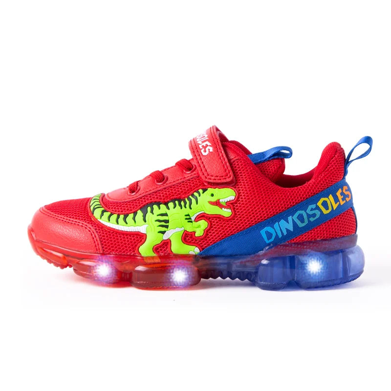 EXDINO T-Rex LED Light Up Sneakers for Boys (2-9Y) Red-LED / EU 32 (US 1)
