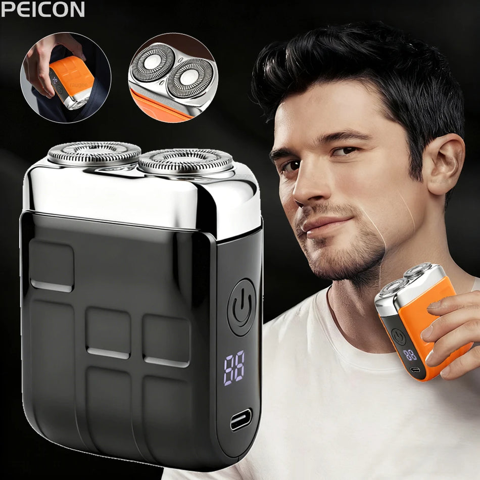 Electric Shaver For Men, Portable Mini Razor, Twin Blade Wet-Dry, Rechargeable