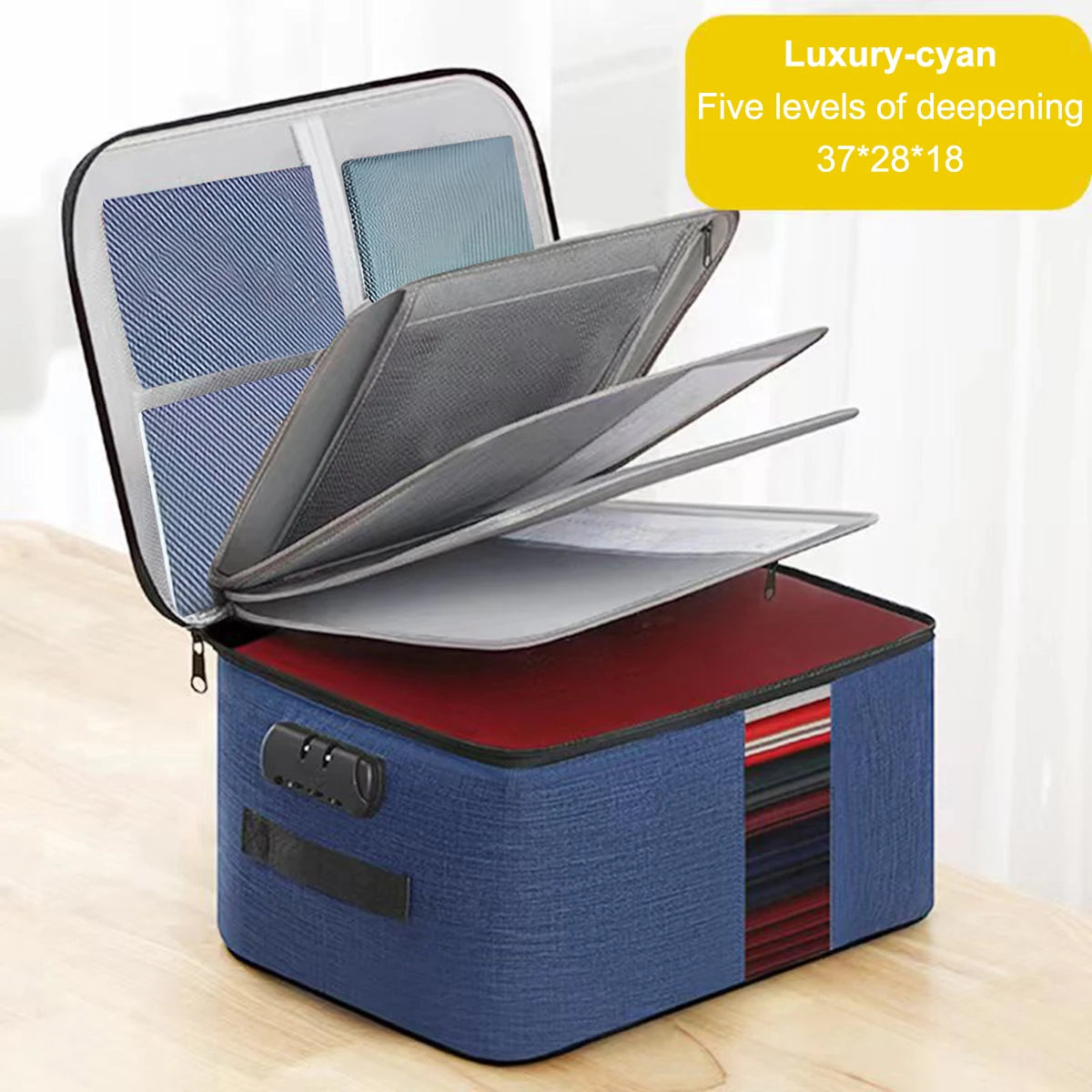 5-Layers Document Case With Lock File Organizer &ndash; Secure 5l withlock Navy