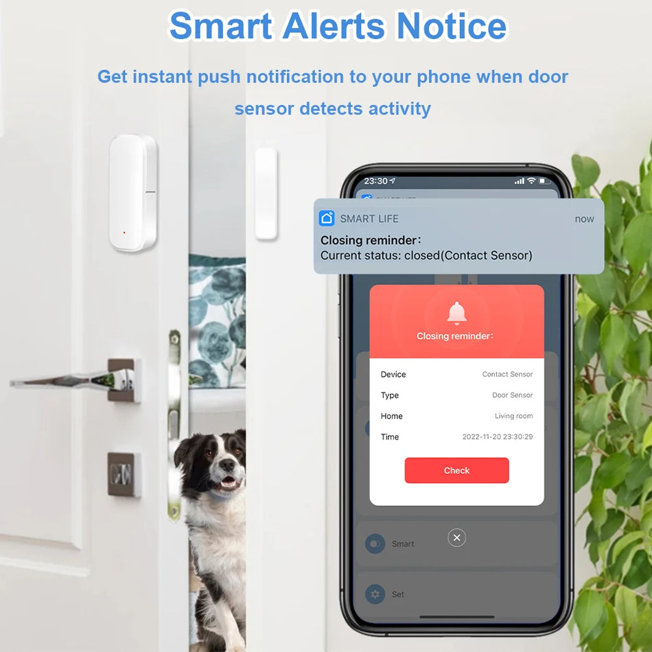 Tuya Zigbee Wifi Akıllı Kapı Sensörü Kapı Açık/Kapalı Dedektörü Ev Alarmı Güvenlik Koruması Akıllı Yaşam Alexa ile Çalışır Googl