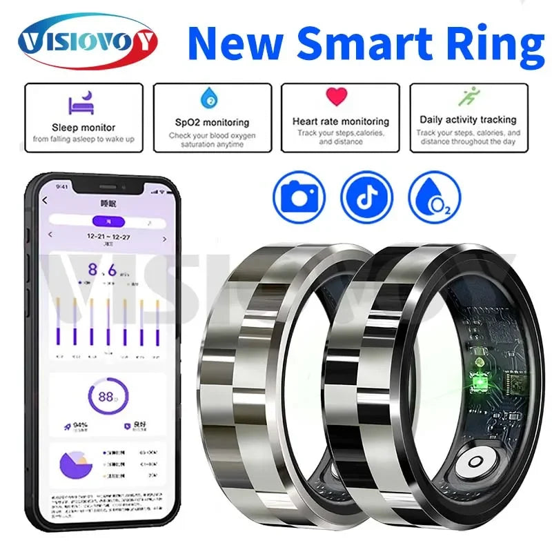 Visiovoy Smart Ring with NFC, Health &amp; Sleep Monitor, 5ATM Water Resistant, Multi-Sport Mode