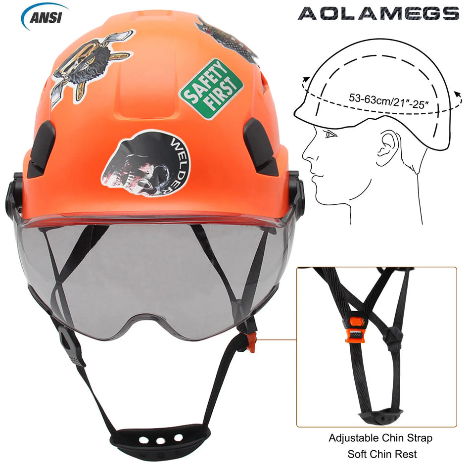 CE Safety Helmet With Goggles &ndash; Includes 50 Pcs Stickers