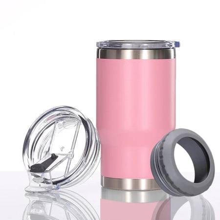 4 in 1 Travel Mug And Can Cooler - Insulated Universal Pink / 14 OZ / CHINA