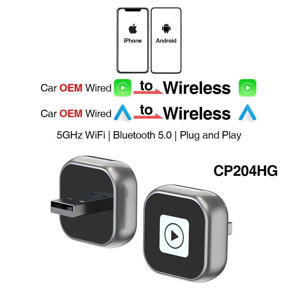 CarPlay Adapter Wireless Android Car Dongle - 2in1 Plus CP204 HG