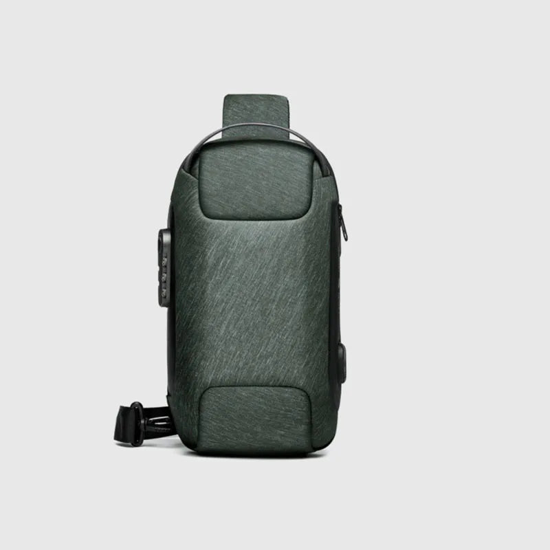 Clyine Men's Anti-Theft USB Crossbody Bag - Waterproof Oxford Travel Pack army green / 16 x 9.5 x33 cm