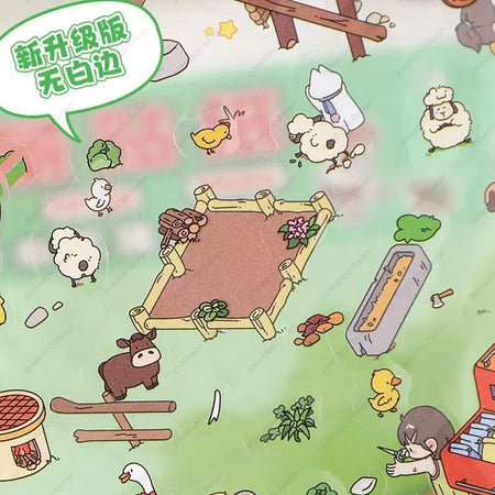 Whimsical Plus Size Cartoon Ranch &amp; Farm 2.5D Landscape Stickers