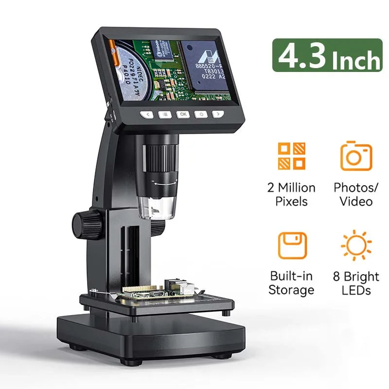 4.3inch 1000x Digital Microscope for Electronics Repair 1080P Video ...