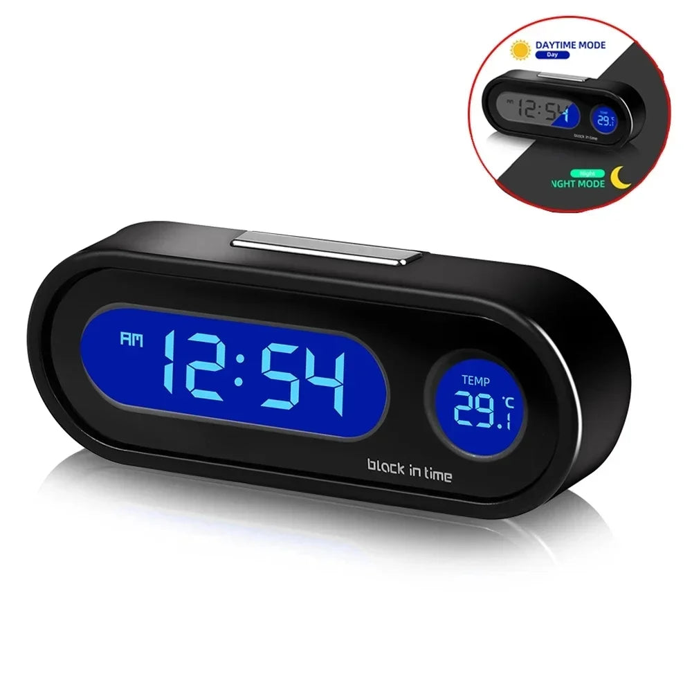 Car Clock Digital Thermometer Watch 2 In 1 &ndash; Luminous LCD