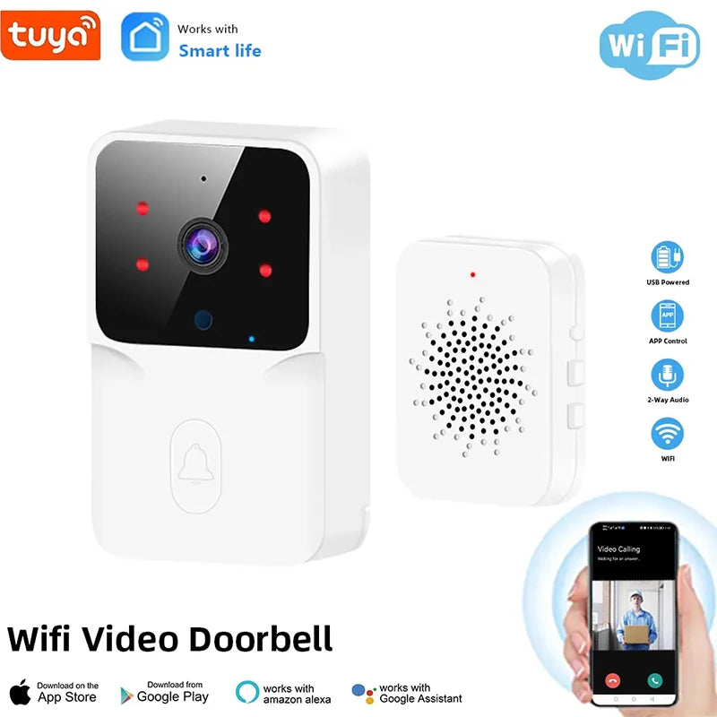 Tuya WiFi Video Doorbell &ndash; Motion Detection HD Camera WHITE