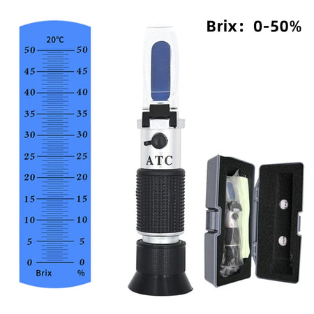 Handheld Brix Refractometer &ndash; Multi Range 0-90% Sugar 0-50