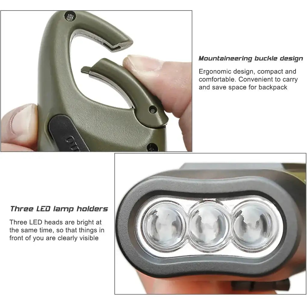 Solar Hand Crank LED Flashlight Survival Dynamo For Hiking