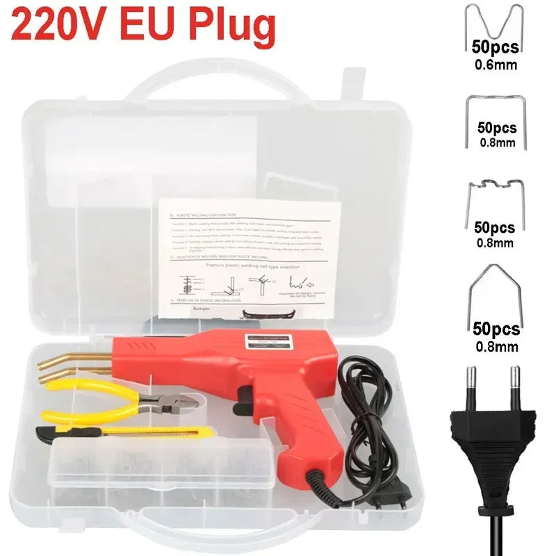 Portable Plastic Welding Machine &ndash; Car Bumper Repair Kit Red with 200pcs / 220V EU Plug