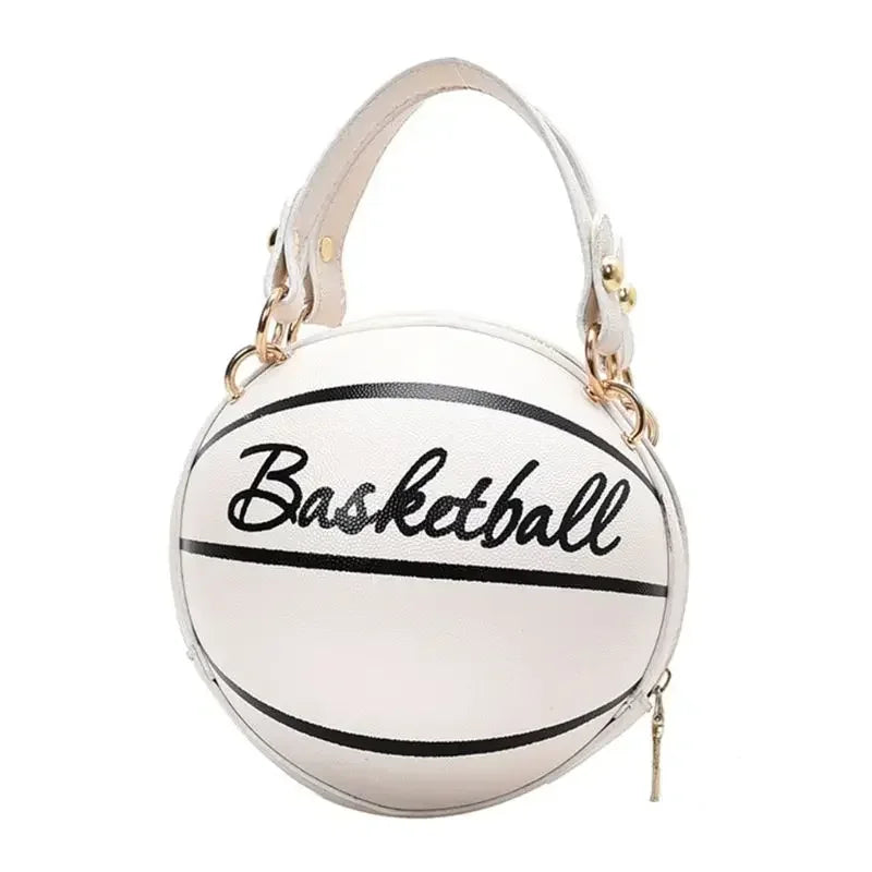 Women's Versatile Round Basketball Crossbody Bag white