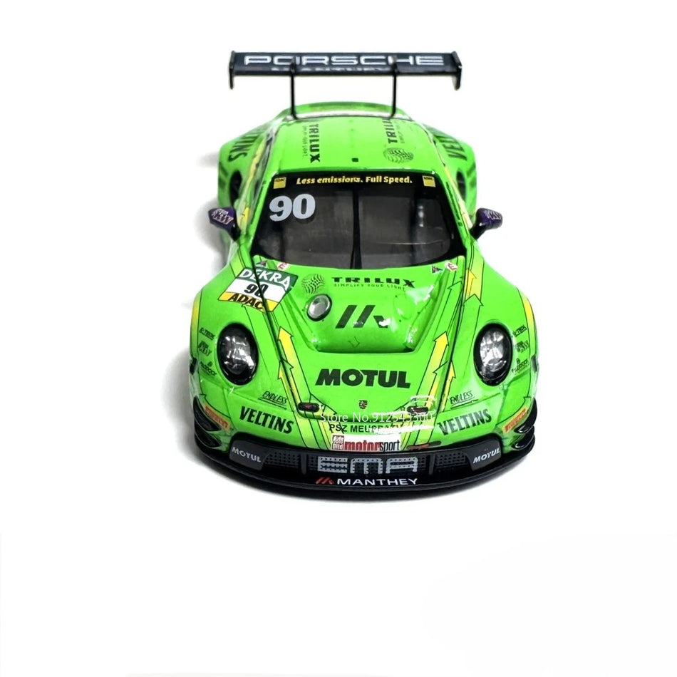 Coche de metal fundido con carrocería de aleación y neumáticos de goma para Porsche 911 GT3 R